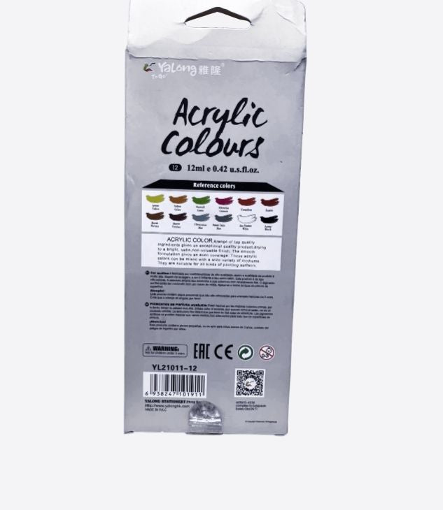 YALONG set de 12 tubes de peinture acrylique