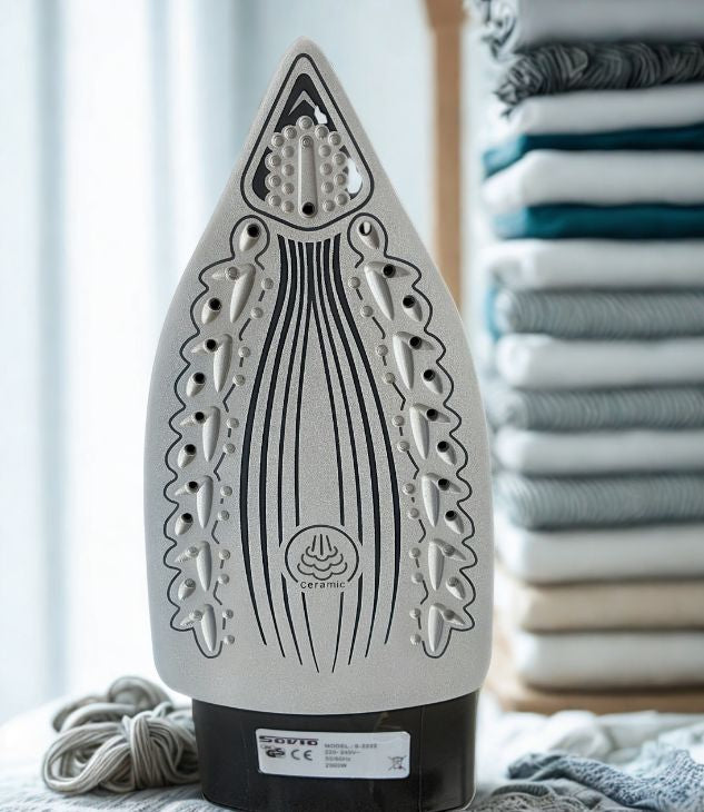 SOVIO fer à repasser pour vêtements avec molette pour thermostat de précision, jet d'eau, arrêt automatique, antigoute, anticalcaire