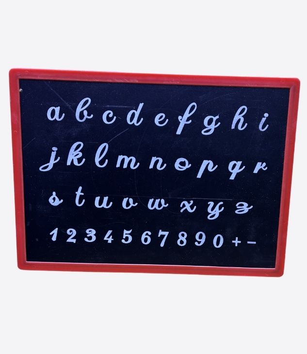 Black erasable plastic slate with alphabet, small dry-erase whiteboard for children aged 3 to 5 | Small whiteboard for preschool and kindergarten learning activities