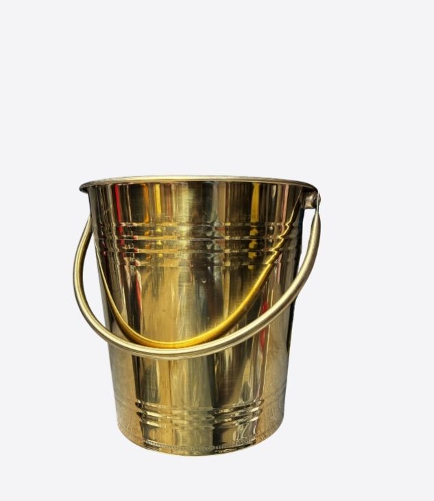Seau à champagne en acier inoxydable de couleur dorée , sceau à glaçon sans couvercle avec manche