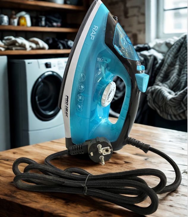 PRO-HEAT RAF Fer à repasser à vapeur pour vêtements avec molette de thermostat, Bleu