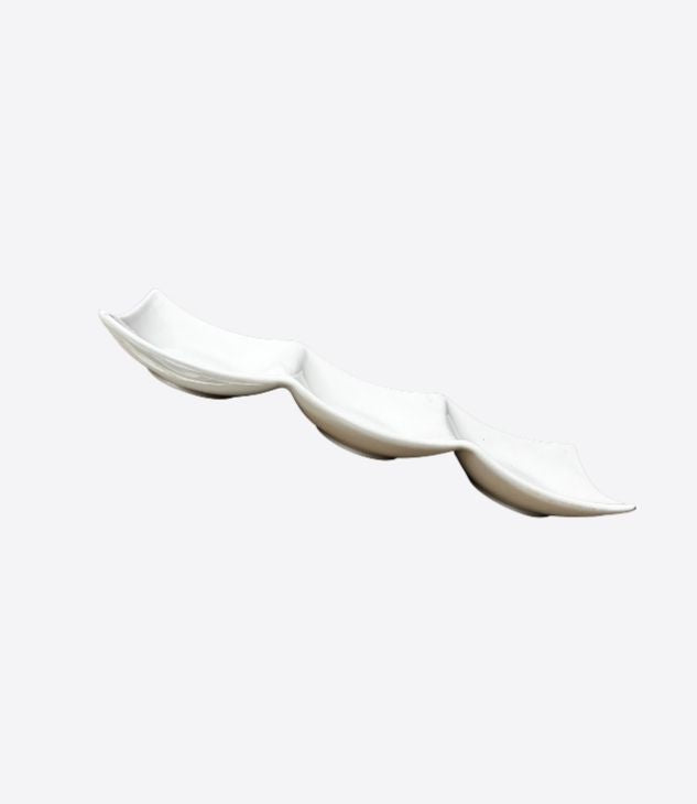 plateau de service en céramique blanche à 3 compartiments pour apéritif, plats à sauce divisés pour restaurant, cuisine, épices, vinaigre, noix