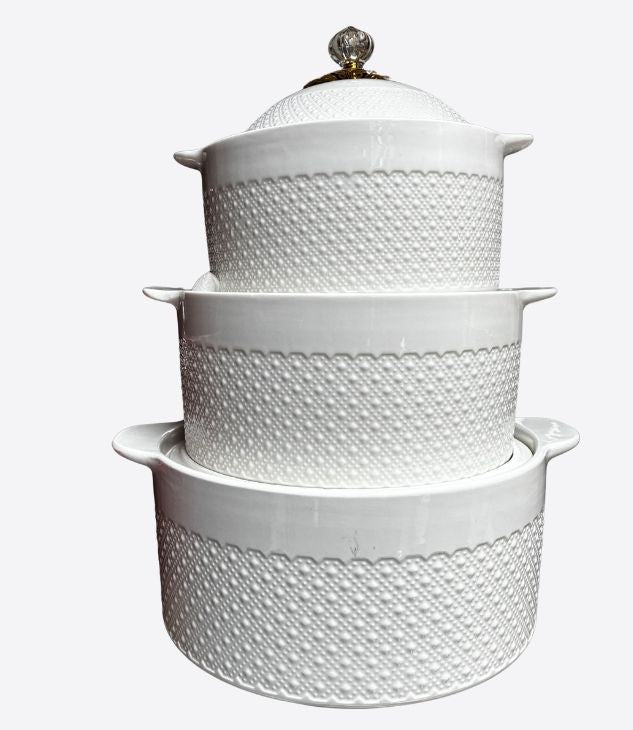 jeu de 3 soupières de couleur blanche