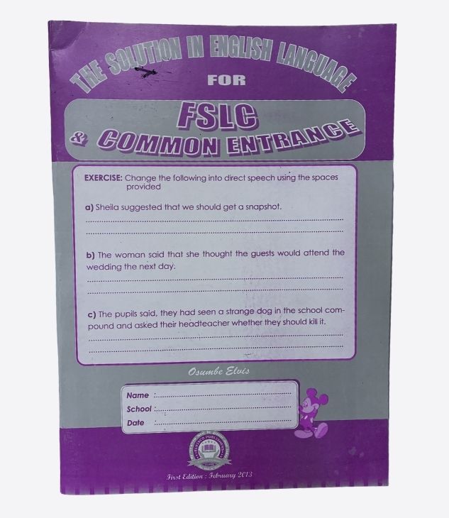 The solution in english language for FSLC & Common Entrance-febuary 2013