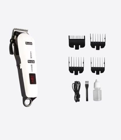 WAER WA-027 tondeuse à cheveux professionnelle rechargeable sans fil pour coupe de cheveux avec étui de colis, affichage de la batterie LED, cadeau idéale pour homme