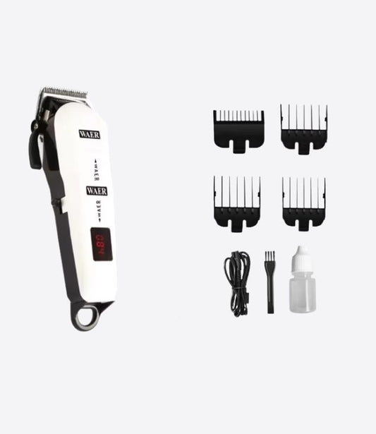 WAER Professional Rechargeable Cordless Hair Clipper for Hair Cutting with Storage Case, LED Battery Display, Ideal Gift for Men