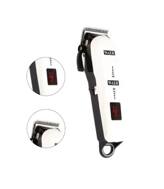 WAER WA-027 tondeuse à cheveux professionnelle rechargeable sans fil pour coupe de cheveux avec étui de colis, affichage de la batterie LED, cadeau idéale pour homme
