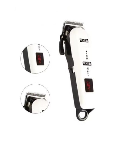 WAER WA-027 tondeuse à cheveux professionnelle rechargeable sans fil pour coupe de cheveux avec étui de colis, affichage de la batterie LED, cadeau idéale pour homme