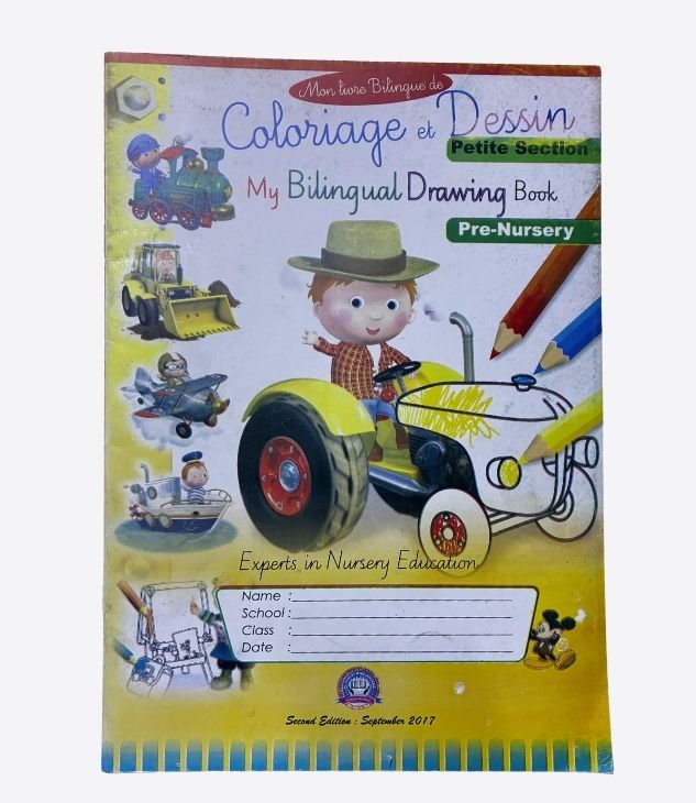Mon livre bilingue de coloriage et dessin, petite section, My bilingual drawing book, pre-nursery