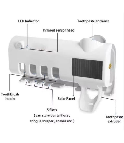 Stérélisateur de brosse à dent multifonction UV pour brosse à dents - Support mural intelligent pour salle de bain - Sans perçage