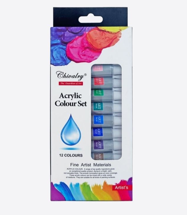 CHIVALRY set de 12 tubes de couleurs acryliques pour dessin