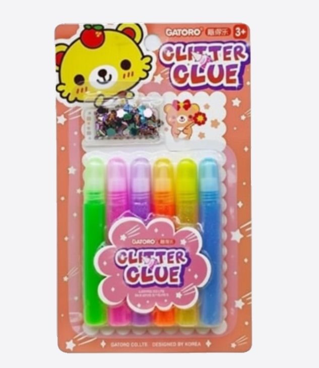 GATORO colles à paillettes liquides lavable - set de 6 colles(vert/rose/violet/orange/jaune/bleue)