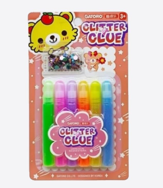 GATORO colles à paillettes liquides lavable - set de 6 colles(vert/rose/violet/orange/jaune/bleue)