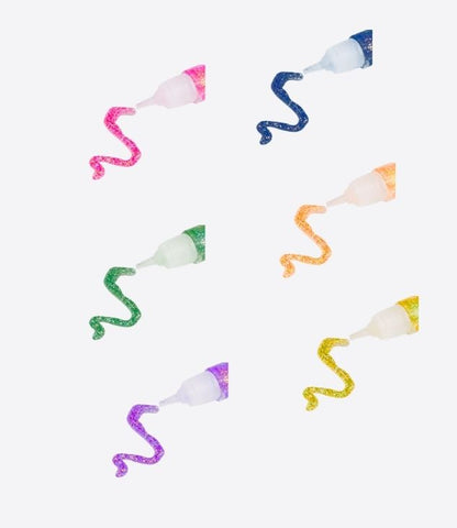 GATORO colles à paillettes liquides lavable - set de 6 colles(vert/rose/violet/orange/jaune/bleue)