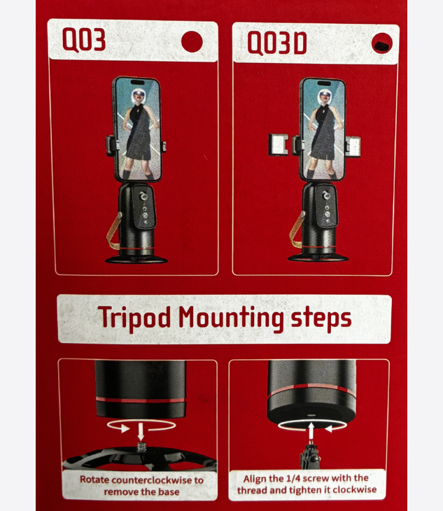 Trépied de suivi automatique du visage rotatif à 360°, support de téléphone sans application, contrôle gestuel, support de caméra intelligent avec lumière selfie et télécommande pour Vlog en direct streaming vidéo Tiktok rechargeable