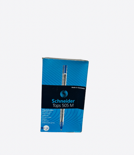 Stylo à bille bleu Schneider. Un paquet de 50 stylos