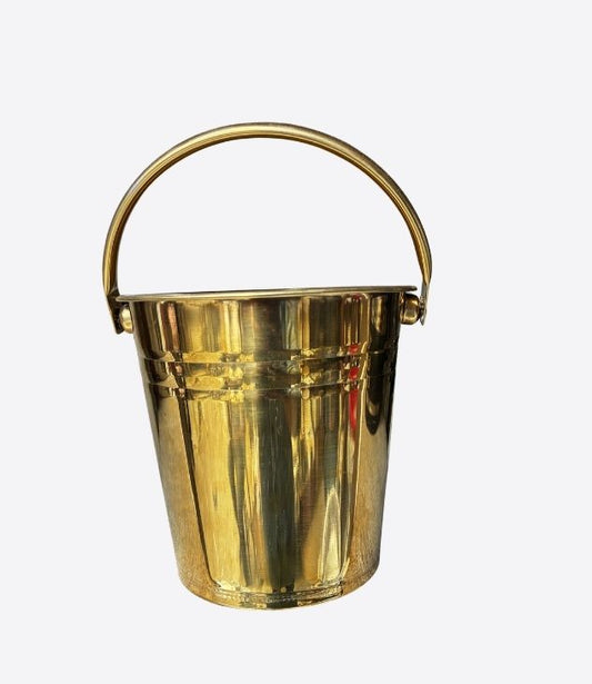 Seau à champagne en acier inoxydable de couleur dorée , sceau à glaçon sans couvercle avec manche