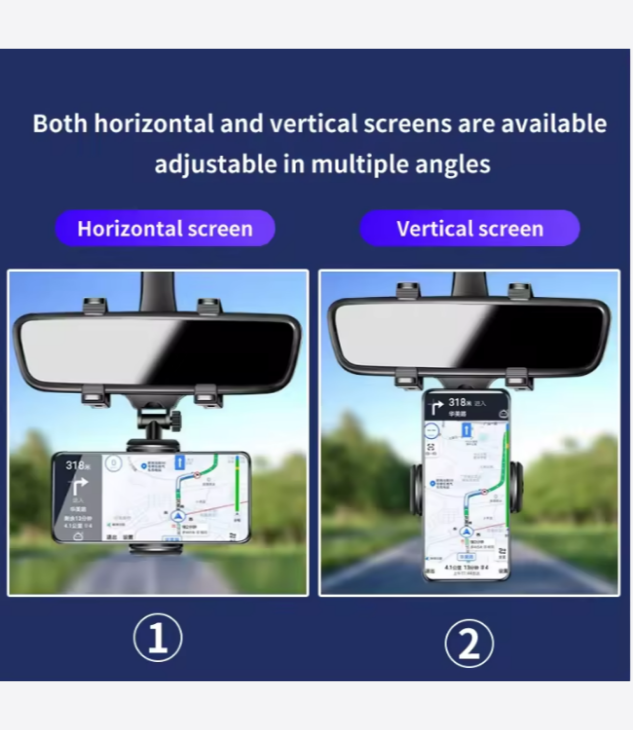 Design car Support universel de téléphone pour rétroviseur de voiture pour smartphone 360 °