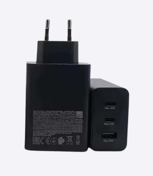Boitier de chargeur trio Chargeur USB C, USB-A, Chargeur mural USB rapide à 3 ports de 60 W, Bloc de charge USB C pour iPhone 15/15 Pro/15 Pro Max/iPad Pro/AirPods