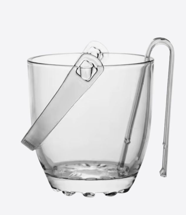 Seau à glace en verre transparent de 2 litres avec pince, pour boissons et fêtes, qualité alimentaire, parfaits pour les bouteilles de vin, de champagne ou de bière