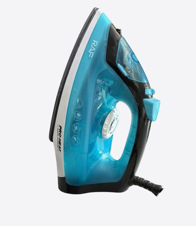 PRO-HEAT RAF Fer à repasser à vapeur pour vêtements avec molette de thermostat, Bleu