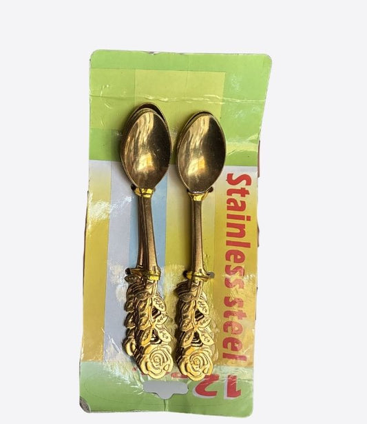 Set de 12 petite cuillères dorées, lot de 12 cuillères à cafe en acier inoxydables-ustensiles de cuisine lavable au lave vaisselle