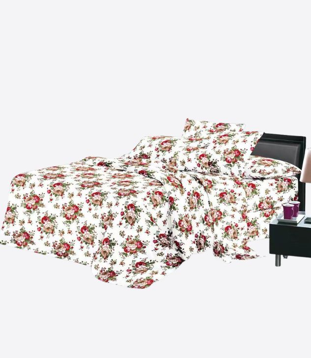 Parure de lit 4 pièces pour grand lit, ensemble de draps pour un lit de 3 places, set de draps - entretien facile
