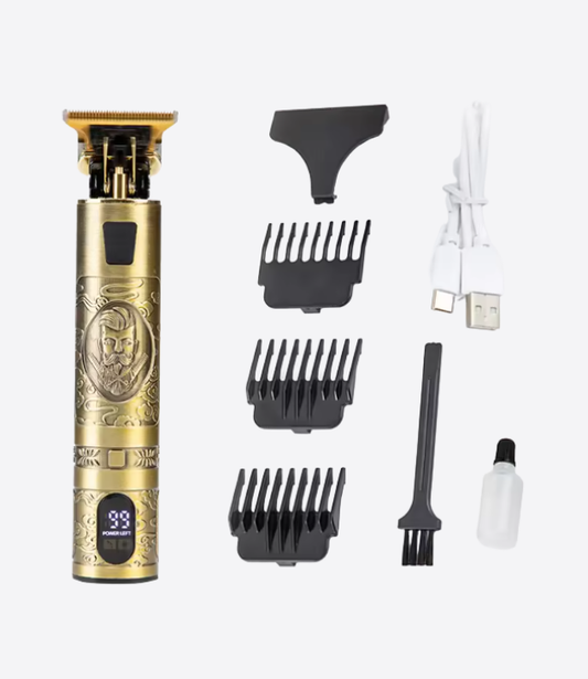 Waer Tondeuse professionnelle à cheveux pour homme, kit de coupe de cheveux électrique professionnel, tondeuse sans espace zéro, tondeuse à barbe sans fil rechargeable (Or)