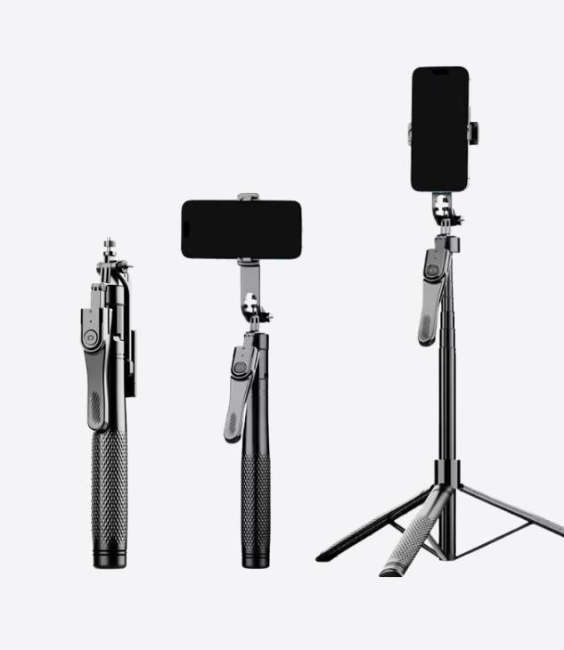 T18 Bracket-Trépied pour téléphone et perche à selfie tout-en-un avec trépied extensible pour téléphone portable avec télécommande sans fil