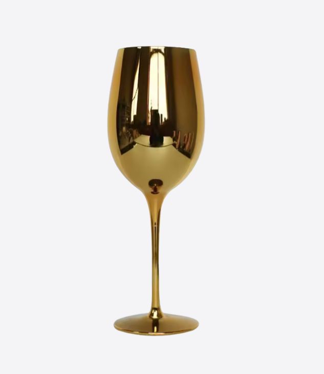 6 verres à vin dorés,  Gobelets dorés cassables, Verre à vin élégant, unique et portable.