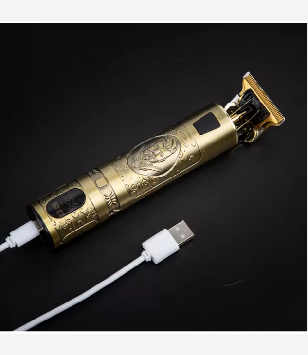 Waer Tondeuse professionnelle à cheveux pour homme, kit de coupe de cheveux électrique professionnel, tondeuse sans espace zéro, tondeuse à barbe sans fil rechargeable (Or)