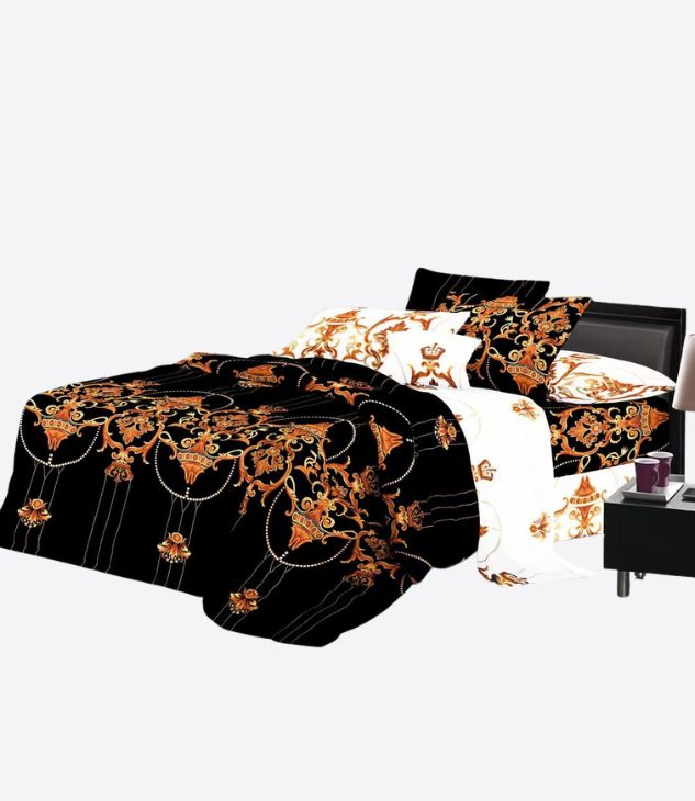 Parure de lit 4 pièces pour grand lit, ensemble de draps pour un lit de 3 places, set de draps - entretien facile