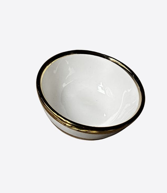 mini bol en ceramique blanc et or