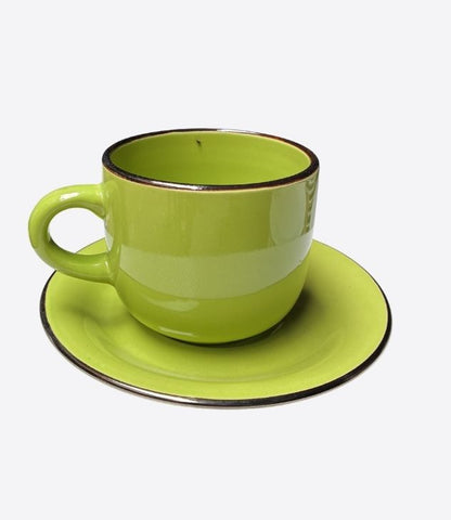 6 tasse avec sous tasse en céramique avec bordure dorée