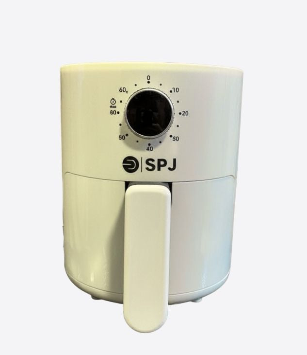 SPJ Air Fryer – Compact air fryer with rotary control, space-saving design, non-stick and dishwasher-safe basket, for quick and easy meals in minutes, white color