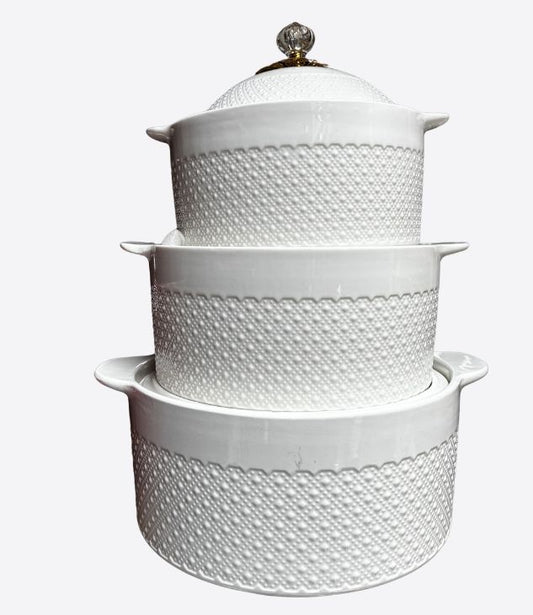 jeu de 3 soupières de couleur blanche
