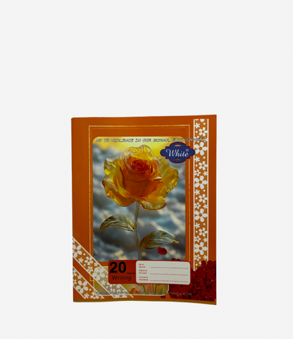 WHITE cahier de 20 Leaves A5 / red and blue lines
