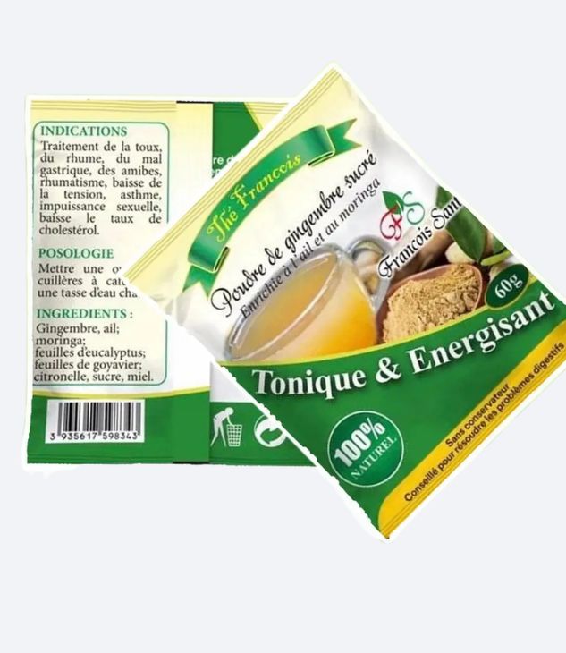 Thé francois - poudre de gingimbre sucré enrichie à l'ail et au moringa