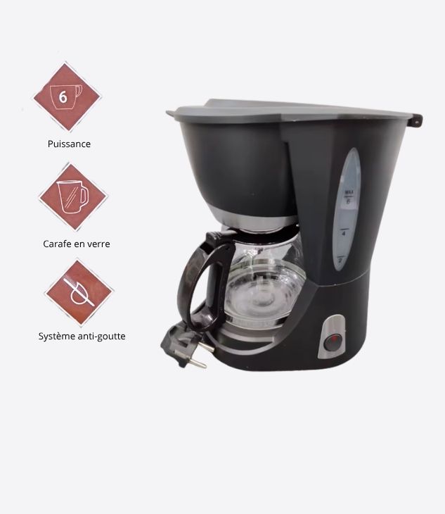 Hoffmans electronics Cafetière numérique programmable, machine à café 8 tasses, noir