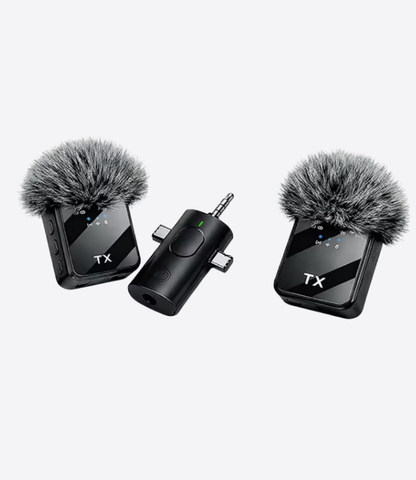 TX Microphone cravate professionnel 3 en 1 pour iPhone, Android, appareil photo | Portée de 100 m, microphones sans fil, suppression du bruit pour l'enregistrement, le streaming en direct, YouTube
