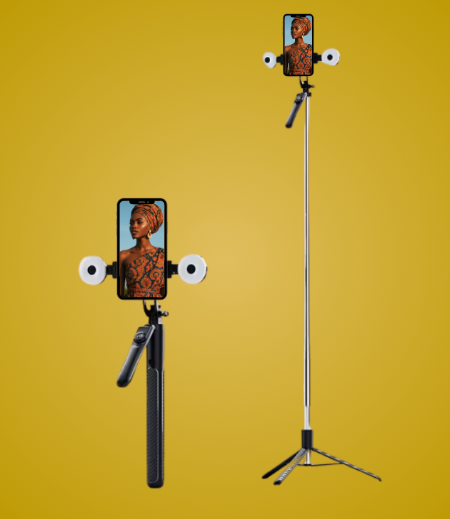 Trépied pour selfie avec télécommande et 2 lumières, trépieds pour téléphone portable, baton selfie de voyage
