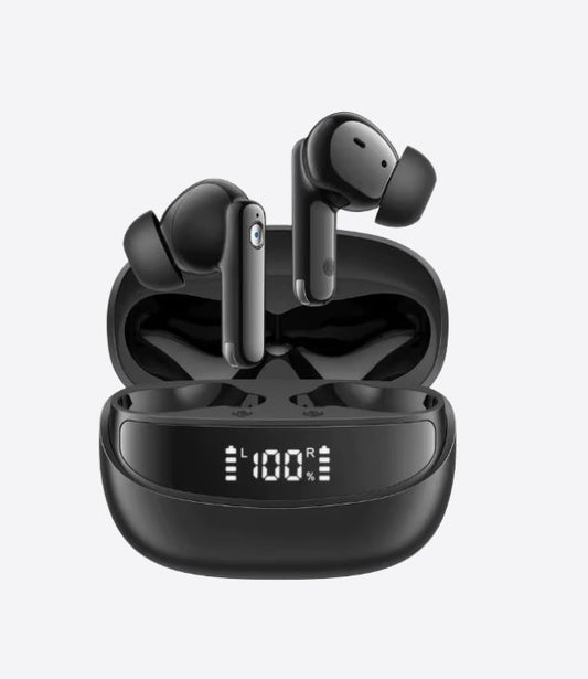 Wireless Bluetooth Earbuds with 50-hour playback, deep bass, and stereo earbuds for calls.
