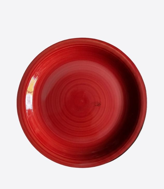 Assiette moderne de couleur rouge, plat de forme ronde - 1 pièce