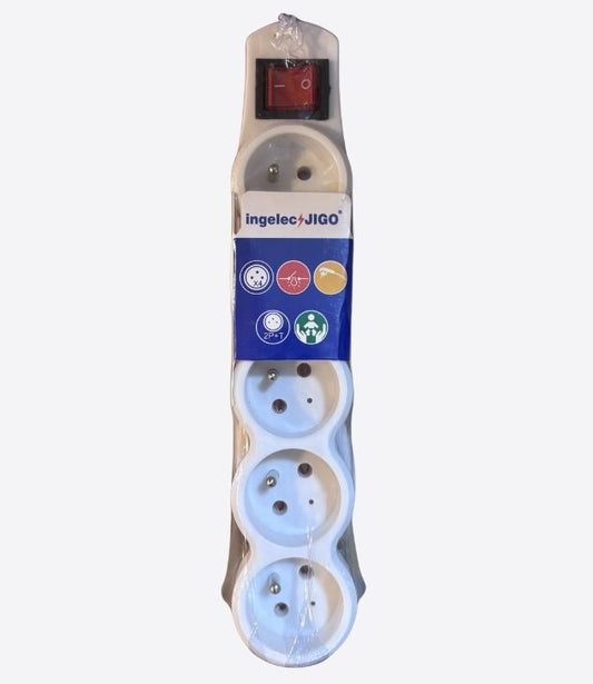 INJELEC Adaptateur de prise de type européen, barre d'alimentation multifonctionnelle standard européen, avec interrupteur Durable, 4 sorties, prise électrique
