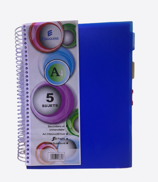 Cahier A4 500 pages à réglure Seyès multicolore